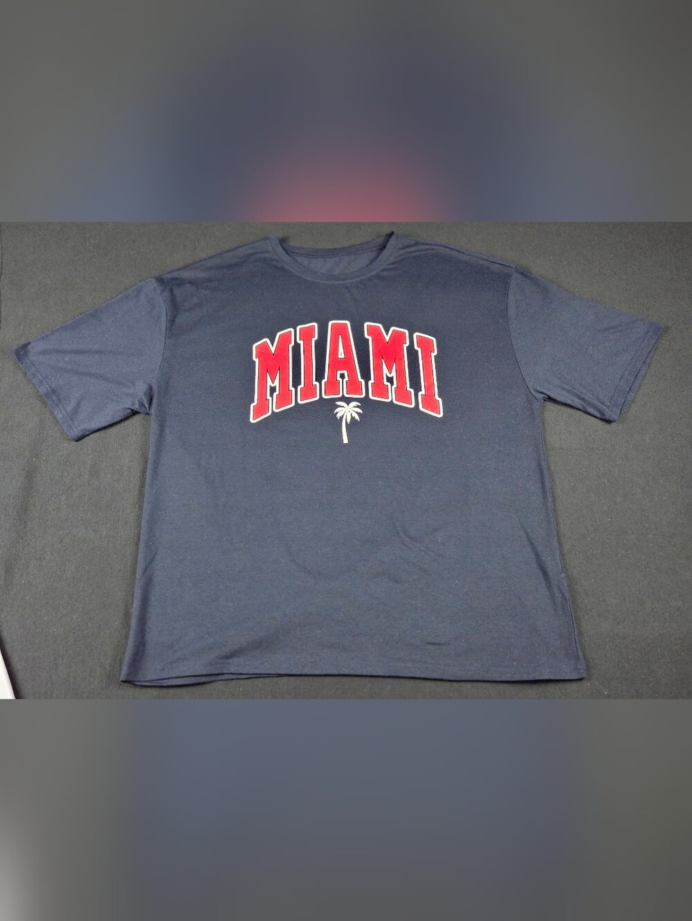 Miami Graphic T Shirt Mens Large Blue Short Sleeve Performance Stretch